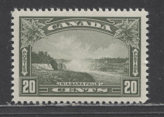 Lot 66 Canada #225 20c Olive Green Niagara Falls, 1935 Pictorial Issue, A VFNH Single On Horizontal Ribbed Paper With Semi Glossy Cream Gum