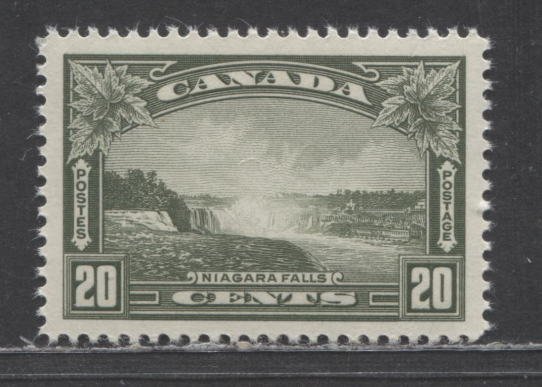 Lot 131 Canada #225 20c Olive Green Niagara Falls, 1935 Pictorial Issue, A VFNH Single On Horizontal Ribbed Paper With Semi Glossy Cream Gum