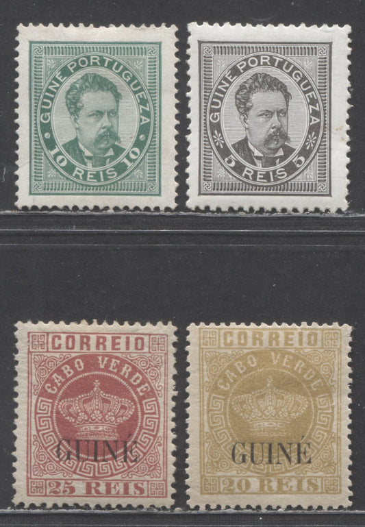 Lot 91 Portuguese Guinea SC#11a/23a 1881-1886 Crown & King Luiz Issue, 4 F/VFOG Singles, Click on Listing to See ALL Pictures, Estimated Value $30