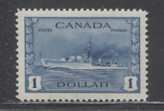 Lot 48 Canada #262 $1 Deep Blue Tribal Class Destroyer, 1942-1943 KGVI War Issue, A VFNH Single On Horizontal Wove Paper With Cream Gum