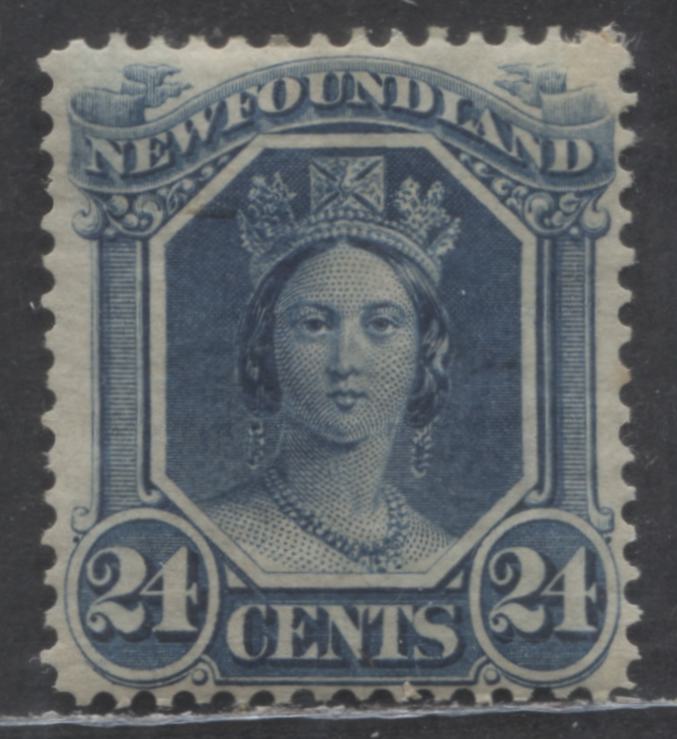 Lot 5 Newfoundland #31 24c Deep Blue Queen Victoria, 1865-1894 First Cents Issue, A VFOG Single On Crisp Translucent Wove Paper