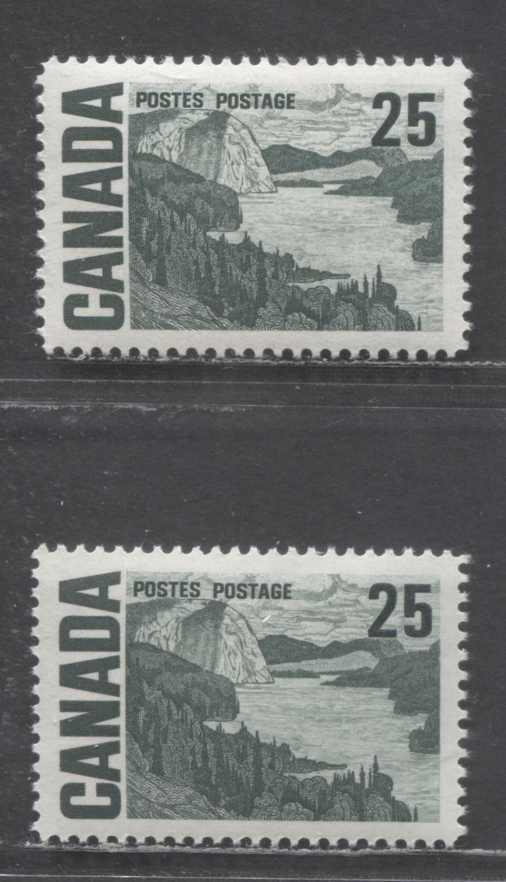 Lot 59 Canada #465, 465i 25c Slate Green Solemn Land, 1967-1973 Centennial High Value Definitives, 2 VFNH Singles On LF & HB Papers With Different Gums