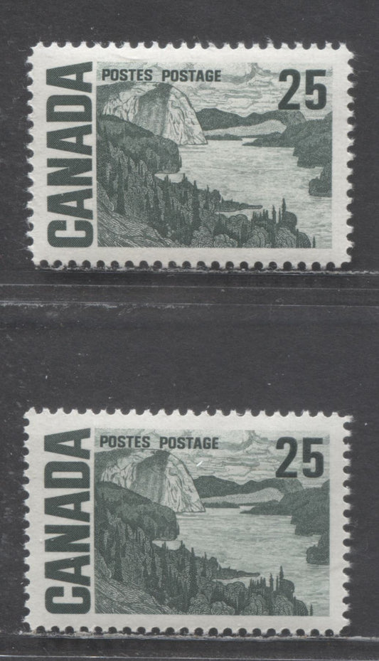 Lot 59 Canada #465, 465i 25c Slate Green Solemn Land, 1967-1973 Centennial High Value Definitives, 2 VFNH Singles On LF & HB Papers With Different Gums