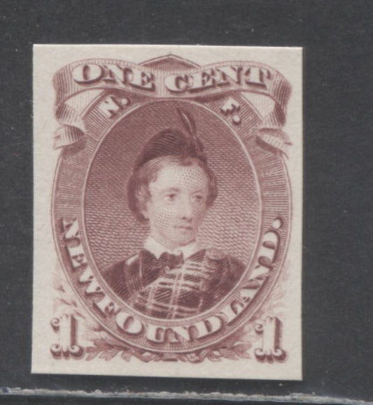 Lot 6 Newfoundland #32api 1c Brown Lilac Edward, Prince Of Wales, 1868-1894 Second Cents Issue, A Very Fine Unused Plate Proof Single On India Paper, Mounted On Card