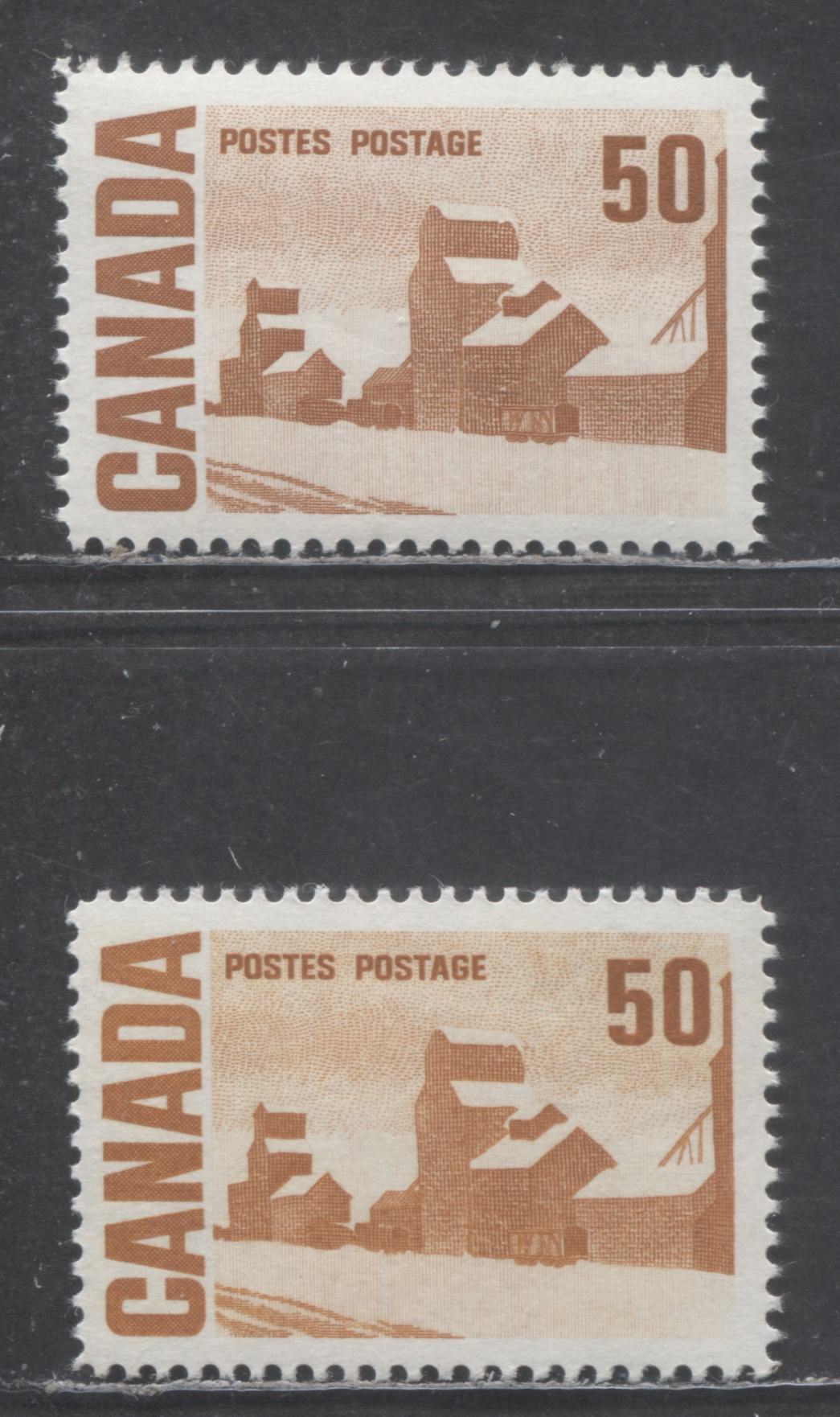 Lot 61 Canada #465Ai, Aiv 50c Orange Brown & Brown Orange Summer's Stores, 1967-1973 Centennial High Value Definitives, 2 VFNH Singles On NF Paper With Streaky Dex Gum & LF-fl Paper With PVA Gum