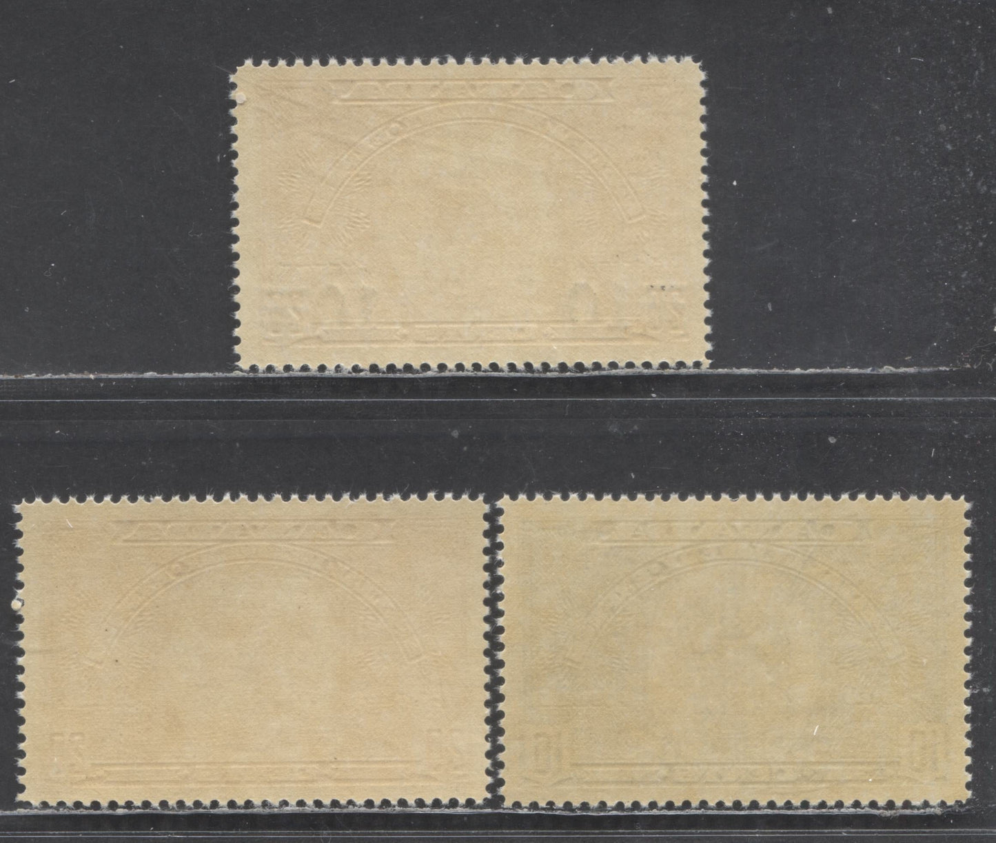 Lot 73 Canada #E7-E9 10c, 20c & 10c on 20c Dark Green & Dark Carmine, 1938-1939 Special Delivery Issue, 3 F/VFNH Singles On Vertical Wove Paper With Cream Gum