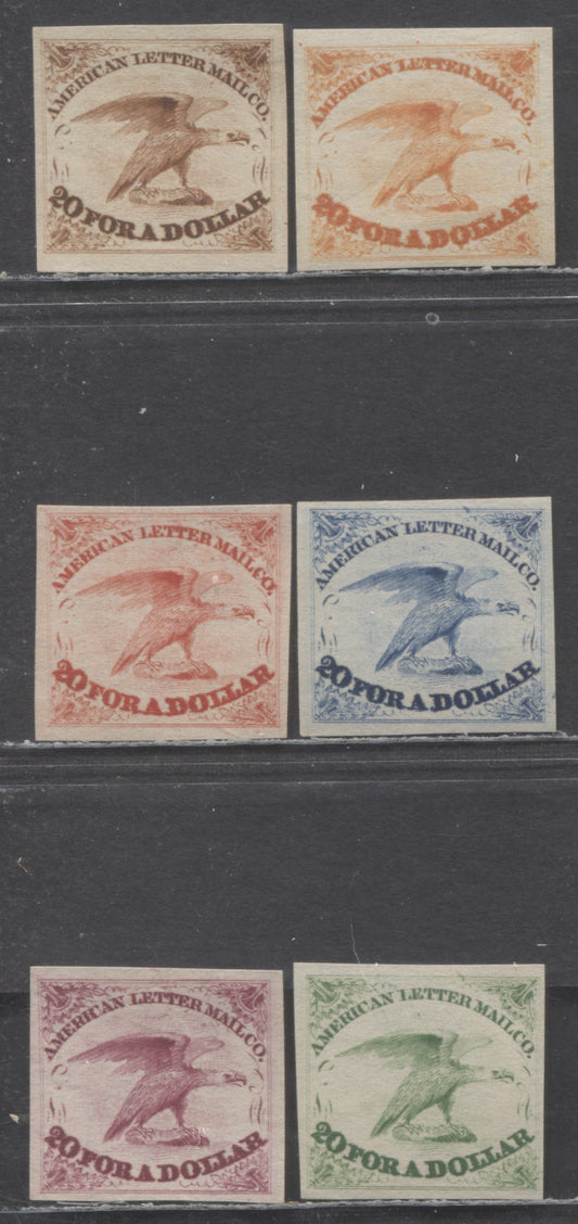 Lot 84 United States SC#SL1R-SL6R 1844 American Lettermail Carrier, 6 Very Fine Unused Reprint Singles, Click on Listing to See ALL Pictures, Estimated Value $30