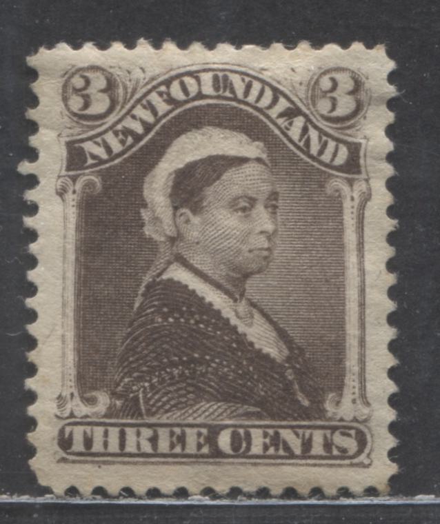Lot 9 Newfoundland #52 3c Violet Brown Queen Victoria, 1880-1896 Fourth Cents Issue, A VFOG Single