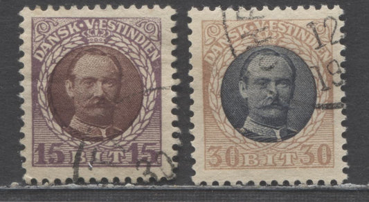Lot 95 Danish West Indies SG#45/48 1908 Frederik VIII Issue, 2 Very Fine Used Singles, Click on Listing to See ALL Pictures, 2022 Scott Classic Cat. $65.75