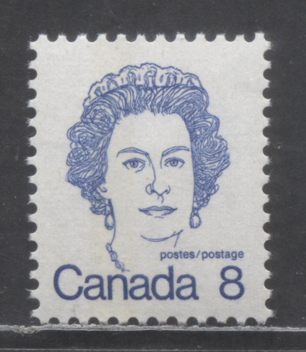 Lot 137 Canada #593iii 8c Royal Blue Queen Elizabeth II, 1972-1977 Caricature Definitives, A VFNH Single With G2aC Tagging Error, Smooth White LF Paper, Nearly Invisible Tag Bar, Satin PVA Gum