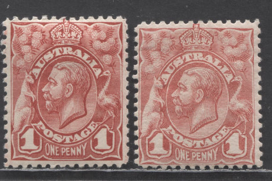 Lot 48 Australia SG#17 (SC# 17)-17c (SC# 17) 1913-1914 Engraved King George V Profile Heads Issue, 2 F/VFOG Singles, Click on Listing to See ALL Pictures, Estimated Value $10