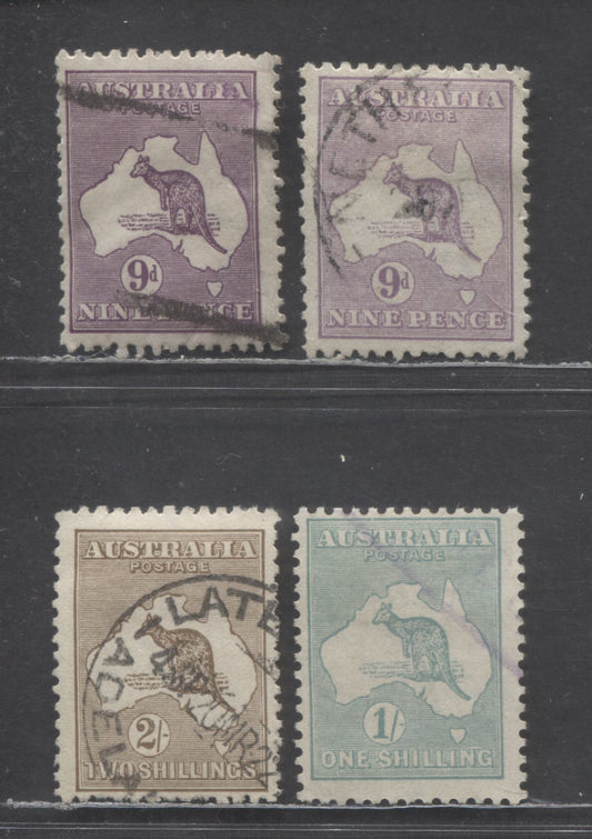 Lot 60 Australia SC#50/53 1915 Kangaroo & Map Issue, 4 Fine Used Singles, Click on Listing to See ALL Pictures, Estimated Value $22