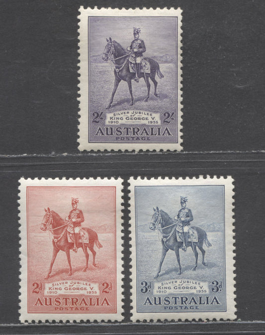 Lot 87 Australia SC#152-154 1935 Silver Jubilee Issue, 3 F/VFOG Singles, Click on Listing to See ALL Pictures, Estimated Value $27