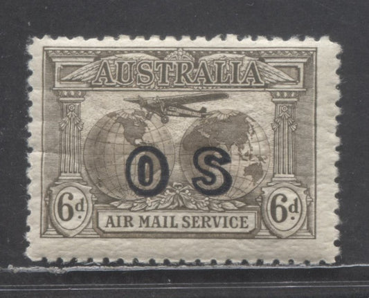 Lot 89 Australia SC#CO1 6d Olive Brown 1931 Airmail Official Kingsford Smith Issue, A FOG Single, Click on Listing to See ALL Pictures, Estimated Value $17