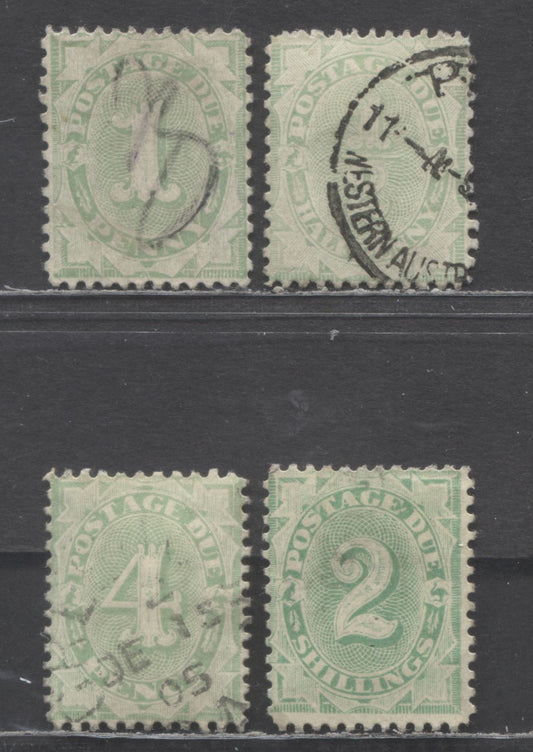 Lot 94 Australia SC#J9/J13 1902-1904 Postage Dues, Perf 12x11, 12x11.5 & 11x12, 4 Fine/Very Fine Used Singles, Estimated Value $40