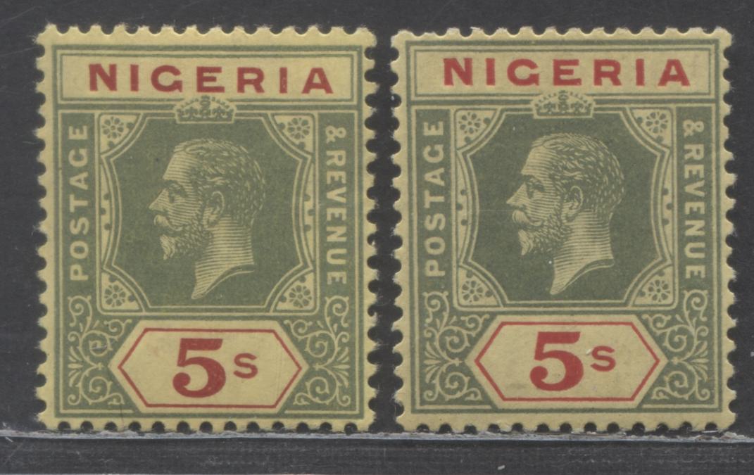 Nigeria SC#10/16 1914-1921 King George V Imperium Keyplates, Wmk Multiple Crown CA, On Yellow Paper With White & Lemon Backs, 2 FOG Singles, Click on Listing to See ALL Pictures, Estimated Value $25