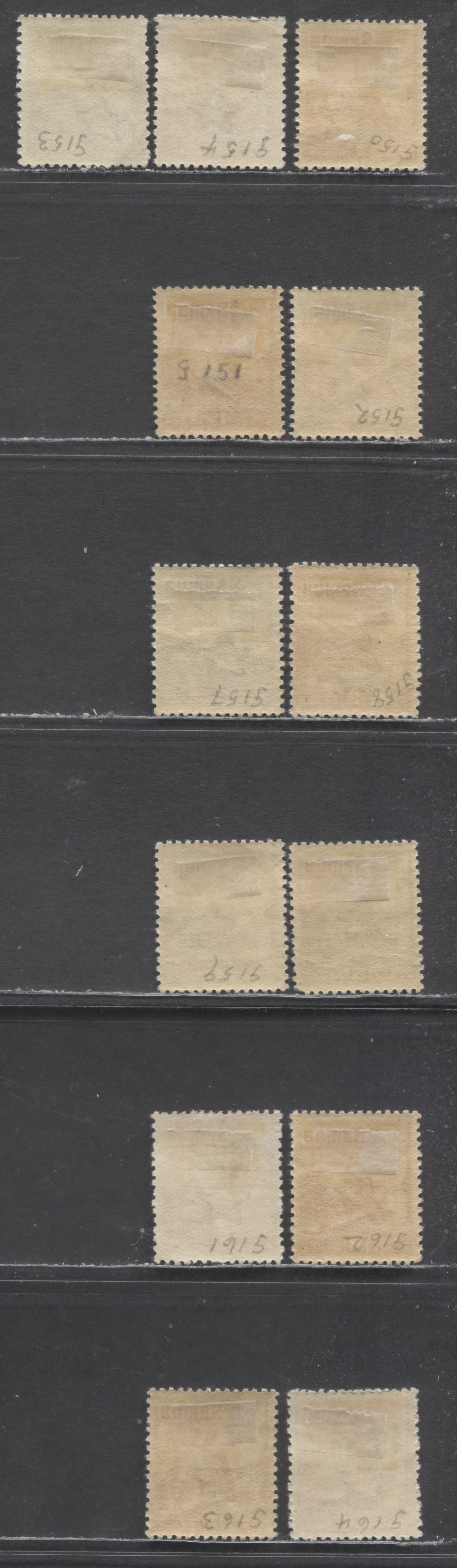 Lot 186 Samoa SC#142-153 1921 British Flag & Samoan Hut Definitives, Perf 14x13.5 & 14x14.5, 13 F/VFOG Singles, Click on Listing to See ALL Pictures, Estimated Value $35