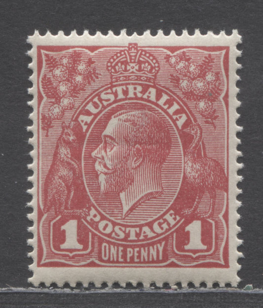 Australia SG#21c (SC# 21) 1d Carmine 1914-1920 King George V Issue, Perf 14.25x14, Die 1, Single Crown Wmk, A VFNH Single, Click on Listing to See ALL Pictures, Estimated Value $30