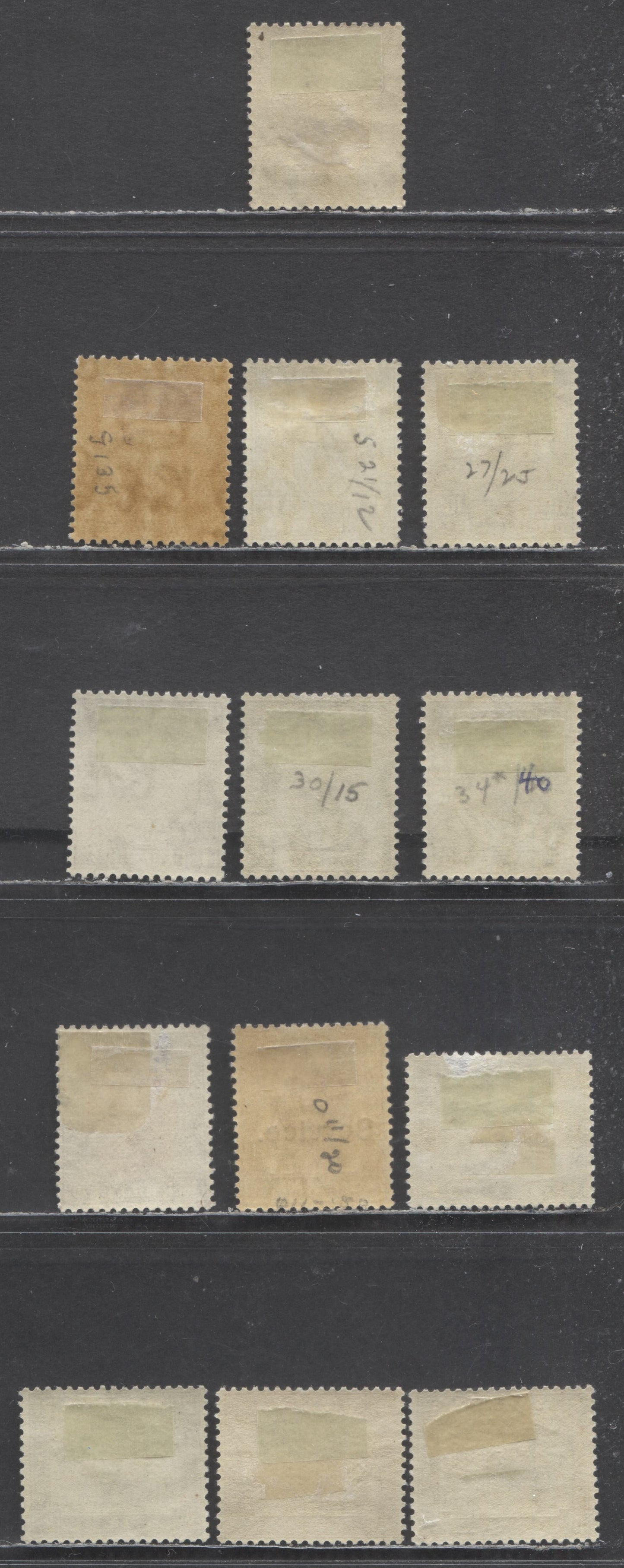 Lot 9 Malaya States SC#21/O11 1897-1941 Various Issues, 13 F/VFOG Singles, Click on Listing to See ALL Pictures, Estimated Value $12