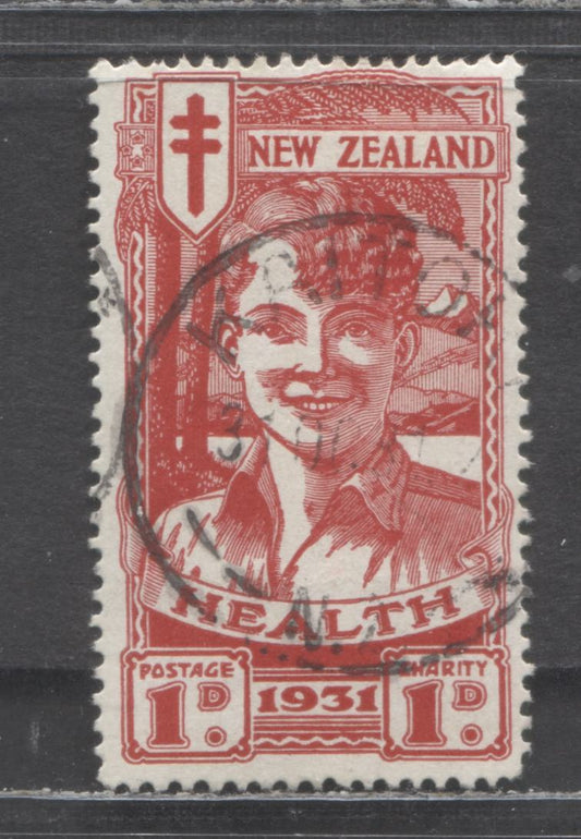 Lot 91 New Zealand SC#B3 1d + 1d Red 1931 Health Semi Postal, A Very Fine Used Single, Click on Listing to See ALL Pictures, 2022 Scott Classic Cat. $90