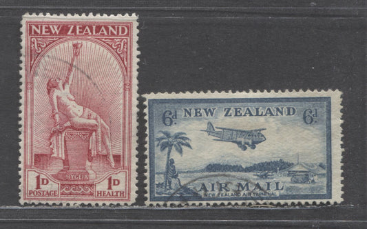 Lot 94 New Zealand SC#B5/C8 1932-1935 Health Semi Postal & Airmail Issues, 2 Fine Used Singles, Estimated Value $18