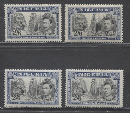 Nigeria SC#63-63c 1938-1951 King George VI High Values, Includes Perf 12, 13.5, 14 & 13x11.5, 4 VFOG Singles, Click on Listing to See ALL Pictures, 2022 Scott Classic Cat. $43.25