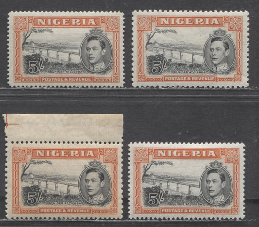 Lot 127 Nigeria SC#64 1938 King George VI High Values, Includes Perf 12, 13.5, 14 & 13x11.5, 4 VFOG Singles, Click on Listing to See ALL Pictures, 2022 Scott Classic Cat. $84.25