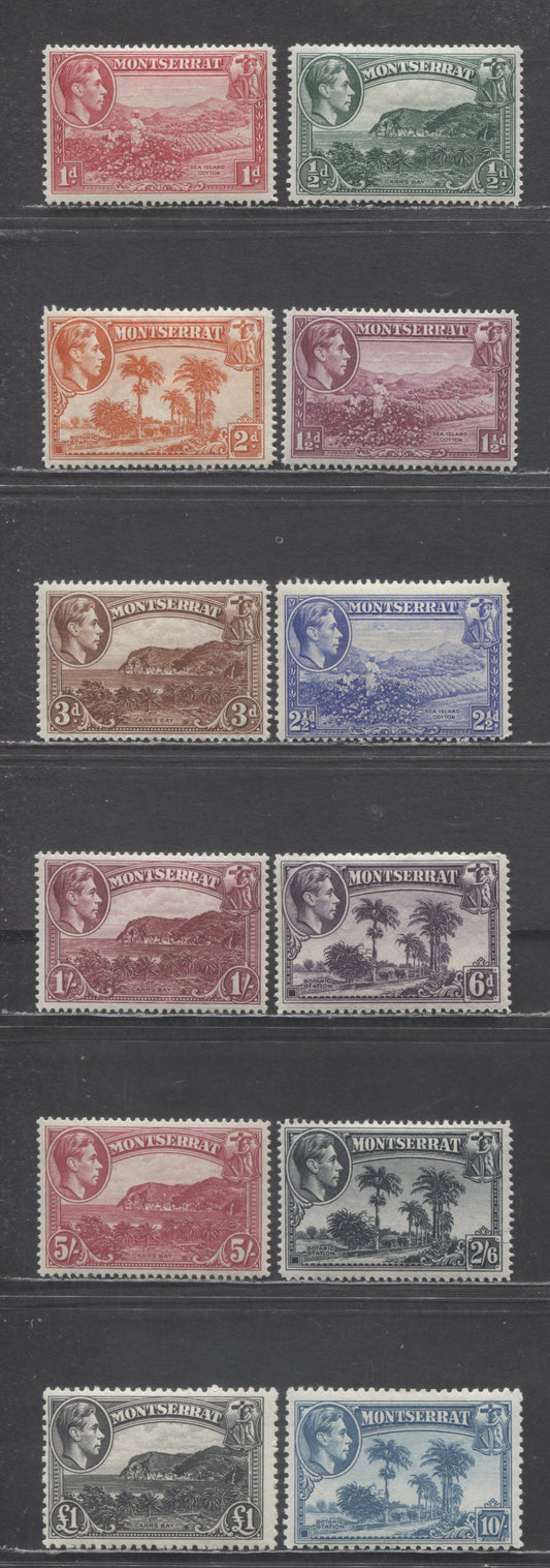 Lot 94 Montserrat SC#92-103 1941-1948 King George VI Pictorial, Perfs 14 & 12, Postwar Or Wartime Printings, 12 F/VFOG Singles, Estimated Value $29