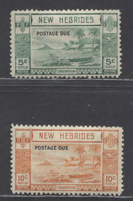 Lot 99 New Hebrides SC#J6-J7 1938 Postage Dues, 2 VFOG Singles, Click on Listing to See ALL Pictures, 2022 Scott Classic Cat. $40