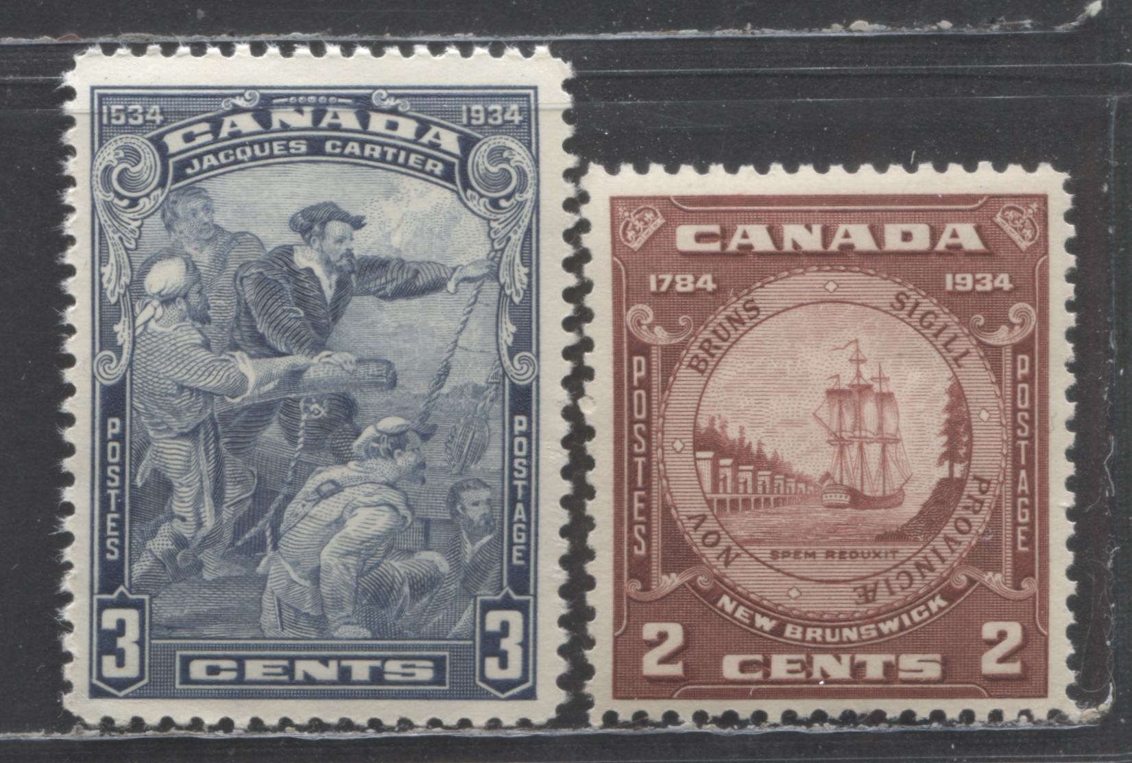 Canada #208, 210 2c & 3c Blue & Red Brown Jacques Cartier - New Brunsw ...