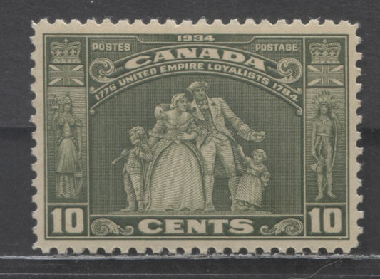 Canada #209 10c Gray Olive Loyalists Statues, 1934 Loyalists Issue, A VFOG Single With Deep Cream Gum