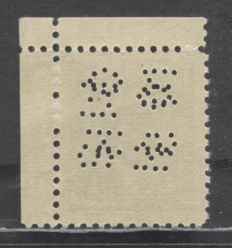 Lot 145 Canada #O9-249 1c Green King George VI, 1942-1943 OHMS Perfins War Issue, A VFNH Single, Position 8 & Position 4, Interesting Double Strike Using Two Different Dies