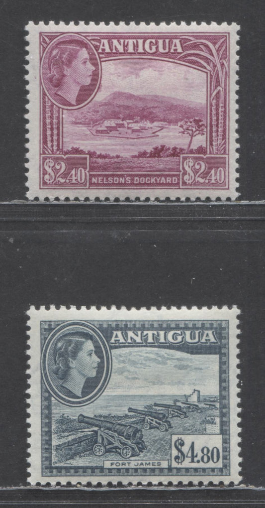 Lot 6 Antigua SC#120-121 1953-1962 Pictorial Definitives, 2 VFOG Singles, Click on Listing to See ALL Pictures, Estimated Value $18