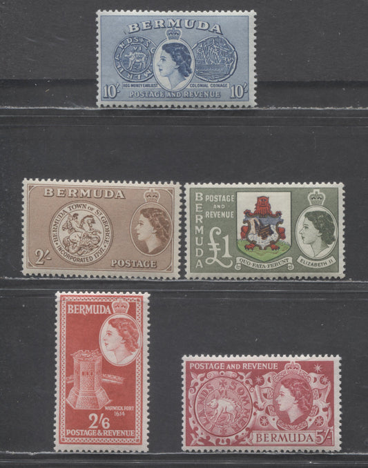 Lot 65 Bermuda SC#158-162 1953-1954 Pictorial Definitives, 5 VFOG Singles, Click on Listing to See ALL Pictures, Estimated Value $33