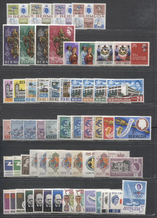Lot 66 Bermuda SC#163/237 1953-1969 Royal Visit - Treasures Salvaged Off Coast Issues, 58 F/VFOG Singles, Click on Listing to See ALL Pictures, Estimated Value $17