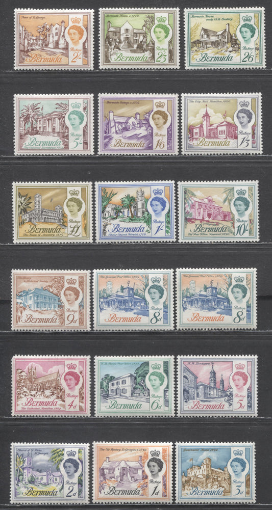 Lot 67 Bermuda SC#175-191 1962-1965 Photogravure Issue, 18 VFOG Singles, Click on Listing to See ALL Pictures, Estimated Value $16