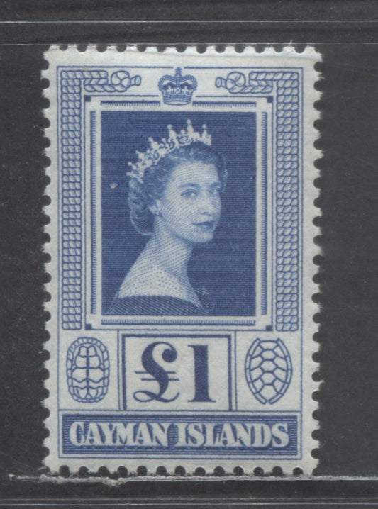 Lot 81 Cayman Islands SC#149 £1 Ultramarine 1953-1959 Pictorial Definitive, A VFOG Single, Click on Listing to See ALL Pictures, Estimated Value $19
