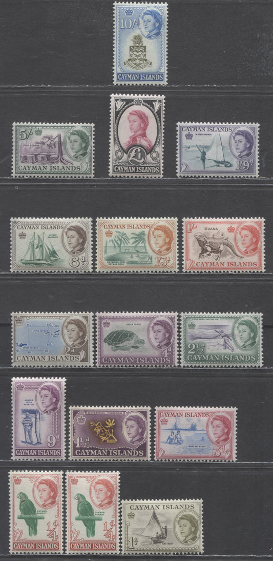 Lot 82 Cayman Islands SG#165 (SC# 153)-179 (SC# 167) 1962 Pictorial Definitives, 16 VFOG/NH Singles, Click on Listing to See ALL Pictures, Estimated Value $50