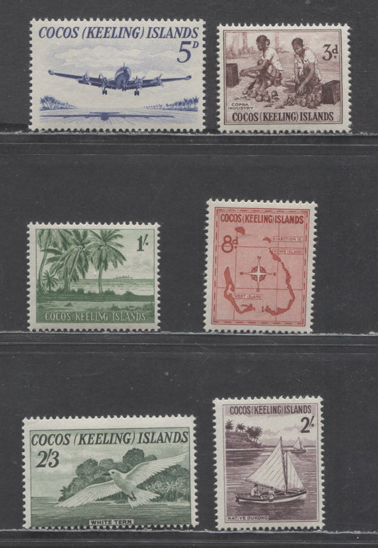 Lot 87 Cocos (Keeling) Islands SC#1-6 1963 Definitives, 6 F/VFNH Singles, Click on Listing to See ALL Pictures, Estimated Value $15