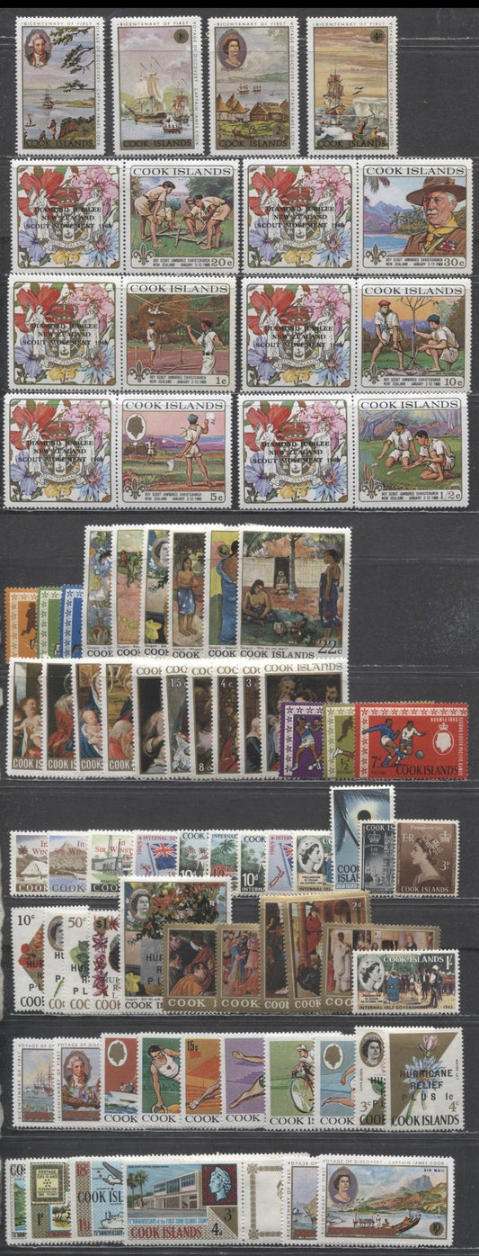 Lot 92 Cook Islands SC#145/C15 1953-1968 Coronation - Christmas Issues, 71 F/VFOG Singles, Click on Listing to See ALL Pictures, Estimated Value $27