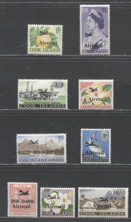 Lot 97 Cook Islands SC#C1-C9 1966 Airmail Issue, 9 F/VFOG Singles, Click on Listing to See ALL Pictures, Estimated Value $10