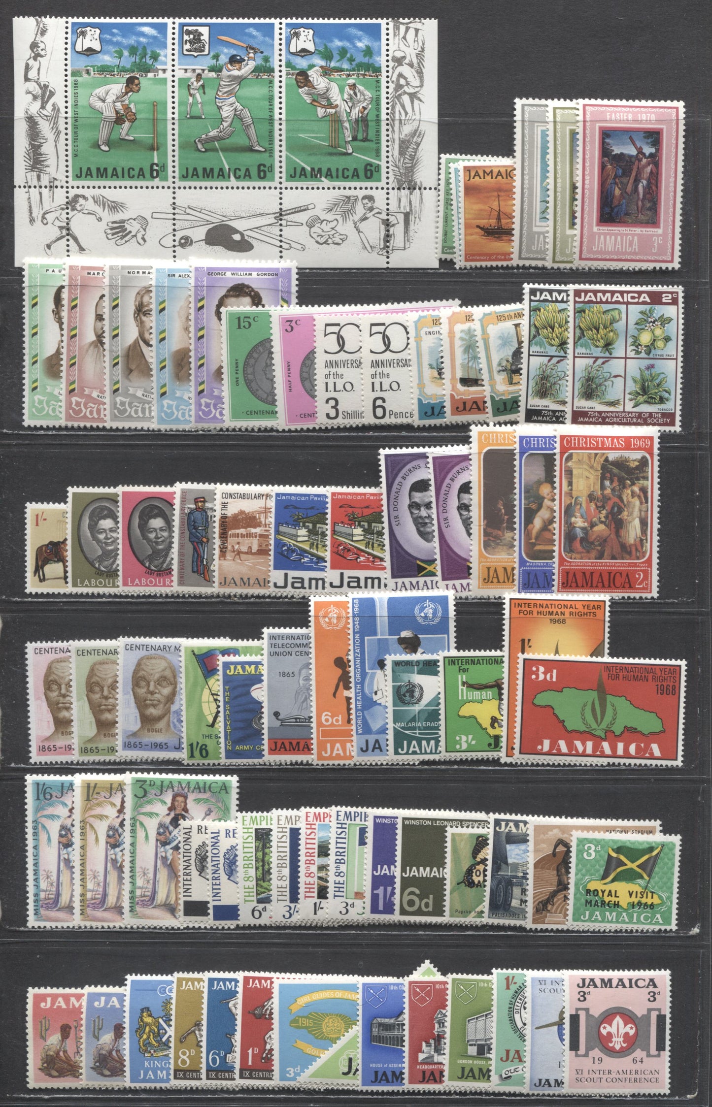 Lot 118 Jamaica SC#197/321b 1962-1970 Central American & Carribean Games - 125th Anniversary Of Jamaican Railroad Issues, 75 VFOG Singles, Click on Listing to See ALL Pictures, Estimated Value $17