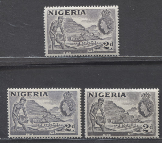 Nigeria SG#72c (SC# 93)-72f (SC# 93b) 1953-1954 Queen Elizabeth II Pictorial Definitives, Type A & Type B, 3 VFOG Singles, Click on Listing to See ALL Pictures, Estimated Value $10