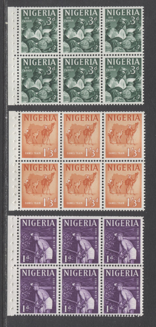 Lot 65 Nigeria SC#102a/109a 1961 Industry & Pictorial Definitives, 3 F/VFNH Booklet Panes Of 6, Click on Listing to See ALL Pictures, 2017 Scott Cat. $16.5