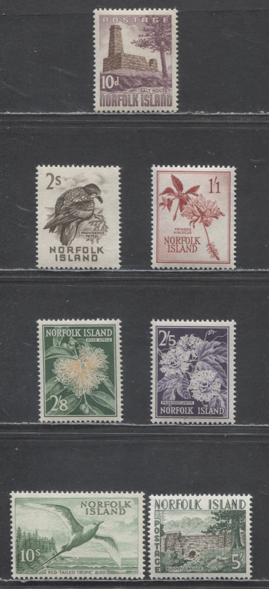 Lot 95 Norfolk Island SC#35-41 1960-1962 Flower & Bird Definitives, 7 VFNH Singles, Click on Listing to See ALL Pictures, 2017 Scott Cat. $49.1