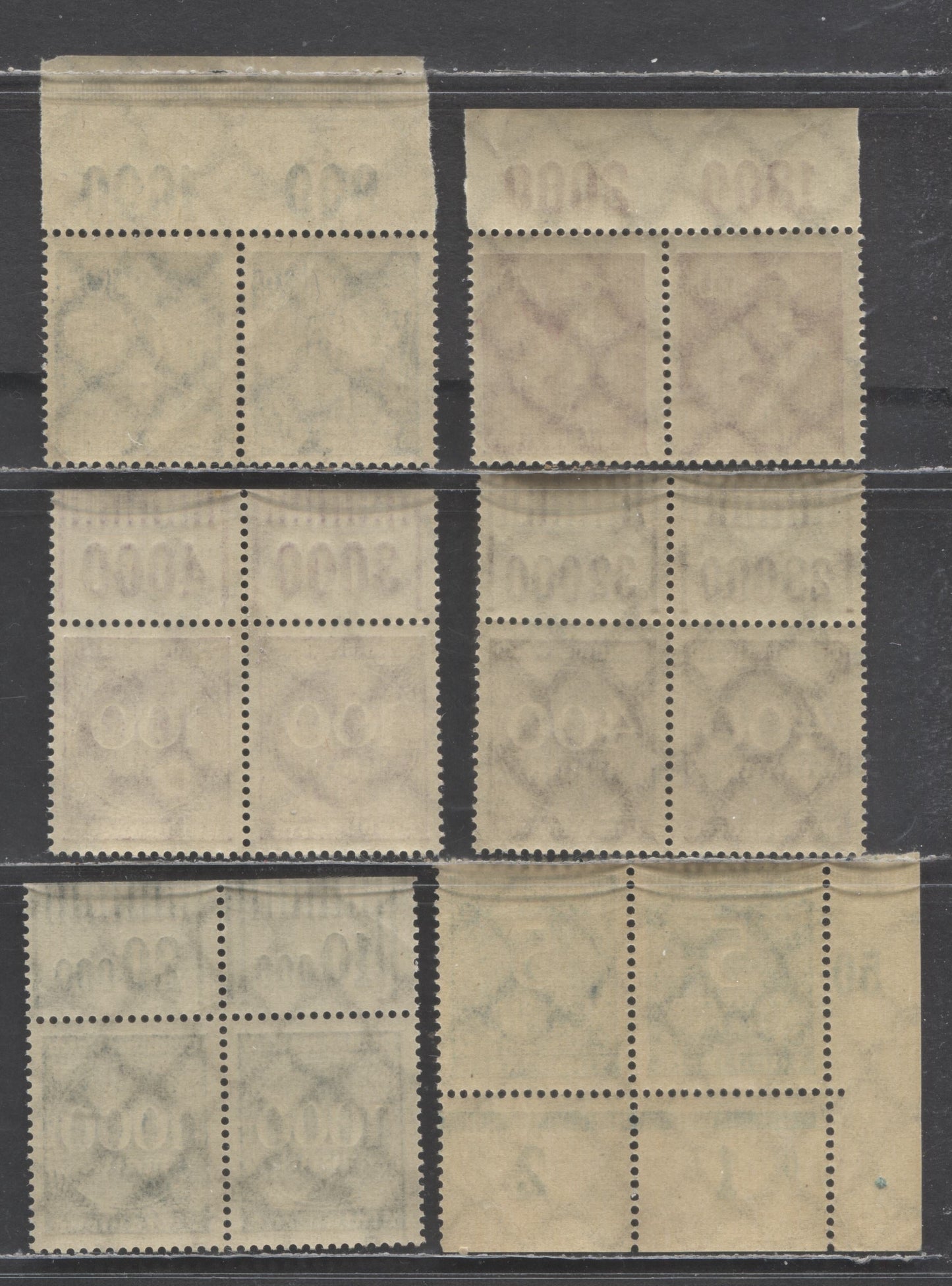 Lot 86 Germany SC#222/238A 1922-1923 Webbed Numeral & Ironworker Definitives, 6 VFNH Top & Bottom Sheet Margin Counter Pairs, Click on Listing to See ALL Pictures, 2022 Scott Classic Cat. $5.4