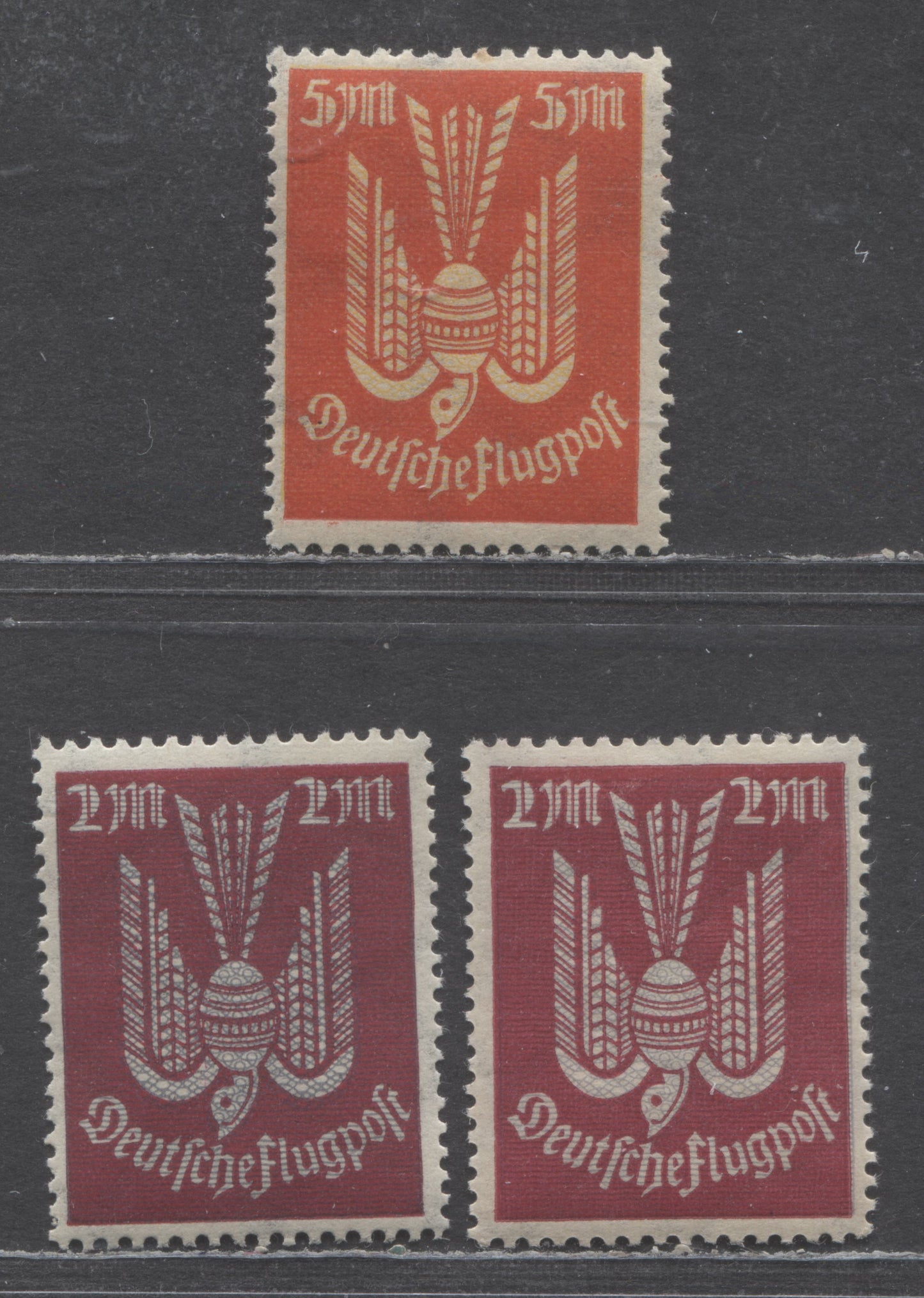 Germany MI#216a (SC# C9var)-216b (SC# C11) 1922-1923 Airmails, 3 FNH Singles, Click on Listing to See ALL Pictures, Estimated Value $20