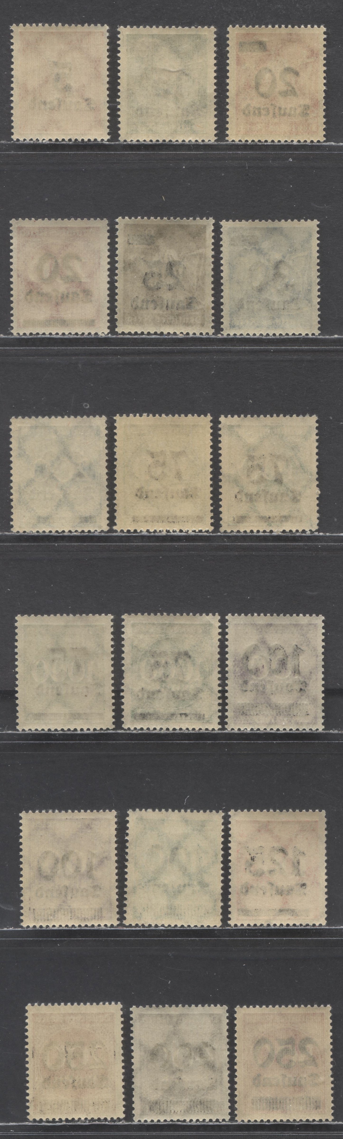 Germany SC#242/259 1923 Surcharged Issue, Includes Extra Shades, 18 VFNH Singles, Click on Listing to See ALL Pictures, 2022 Scott Classic Cat. $9.85