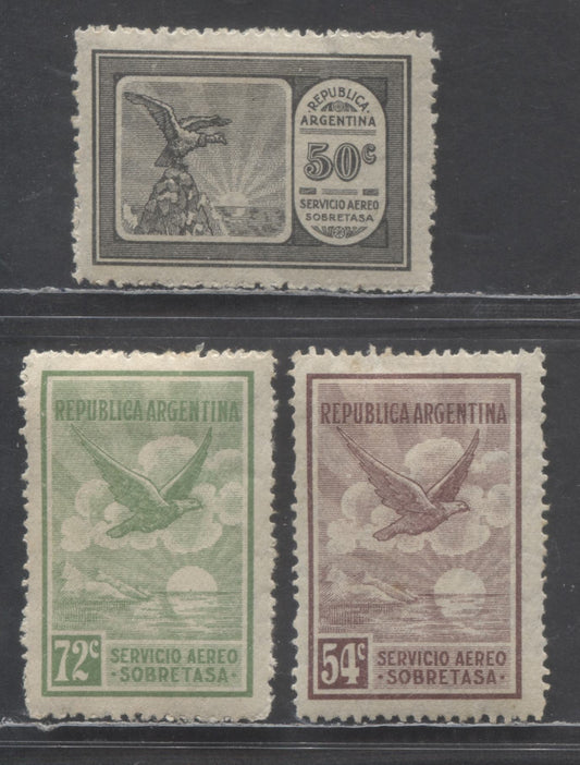 Lot 53 Argentina SC#C11-C13 1928 Airmail Issue, 3 VFOG Singles, Click on Listing to See ALL Pictures, 2022 Scott Classic Cat. $16