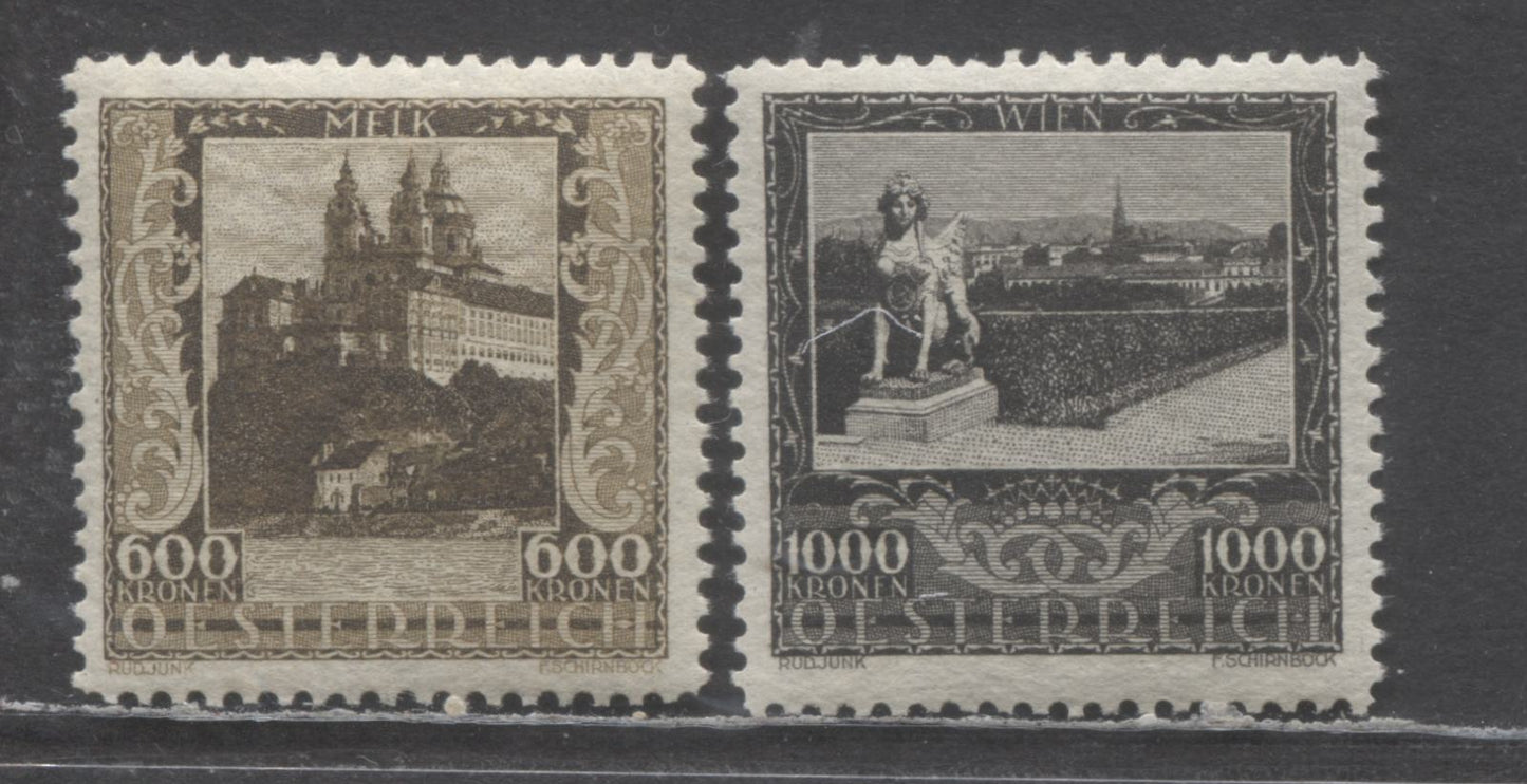 Lot 61 Austria SC#B64-B65 1923 Pictorial Semi Postals, 2 VFNH Singles, Click on Listing to See ALL Pictures, 2022 Scott Classic Cat. $38